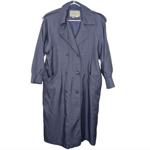 Vintage Nuage Purple Button Front Trench Coat Jacket Women's Size 8 *No Tie